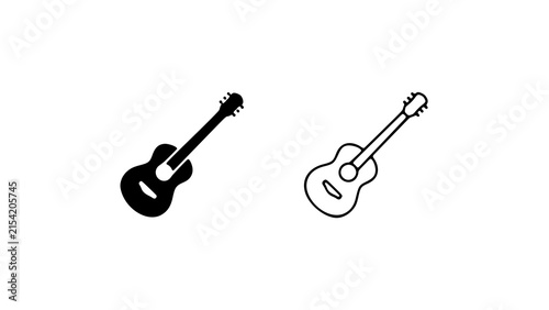 фотографія guitars vector icon pair with silhouette and outline art styles silhouette with