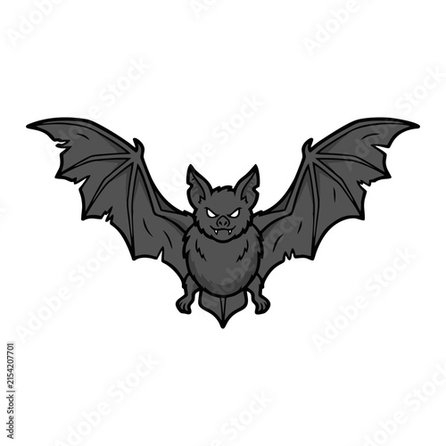 Spooky Black Bat Flying With Open Wings Vector Illustration For Halloween