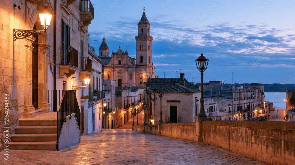 Naklejka premium Italy Puglia Lecce Scenic Town at Blue Hour