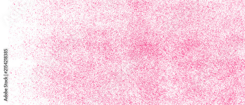 Fotografie Pink spray grain texture with dense scattered particles fading across a clean wh