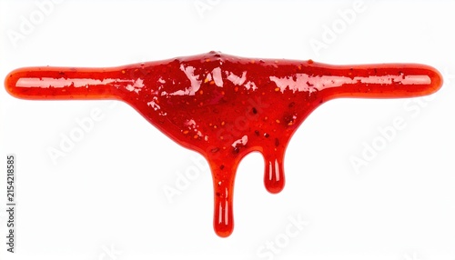 Vibrant Red Strawberry Jam Dripping on White Background Isolated for Food and Culinary Concepts
