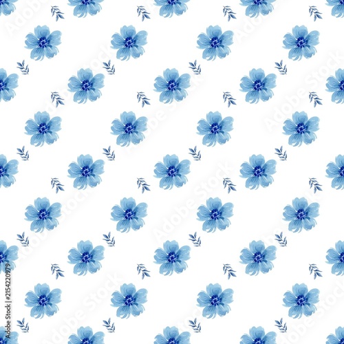 Blue flowers seamless pattern