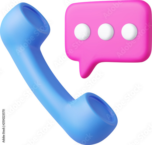Картината върху платно 3d retro telephone receiver and speech bubble