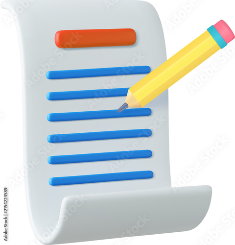 3d Copywriting, writing icon. Document concept