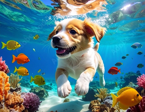 泳ぐ犬