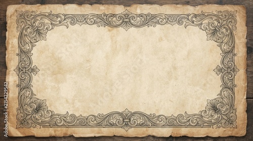 Vintage Halloween parchment paper frame with ornate border