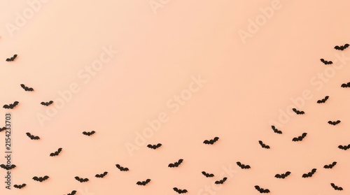 Halloween themed flock of black birds silhouetted against