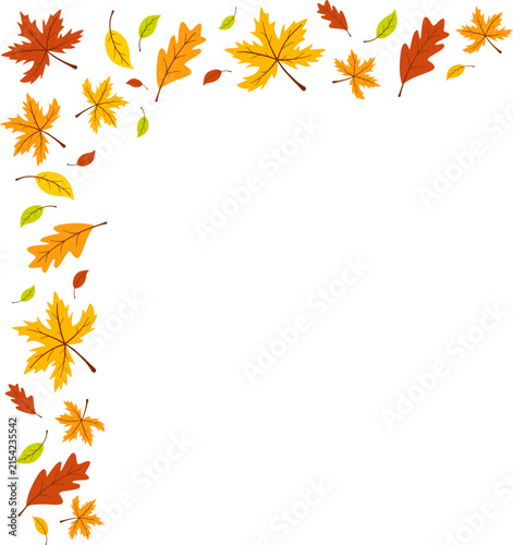 Autumn Leaves Corner Border Decorations Vector