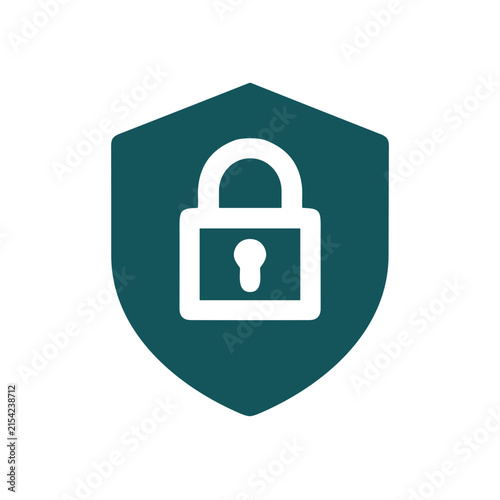 Secure Lock Icon on Shield for Digital Safety and Protection