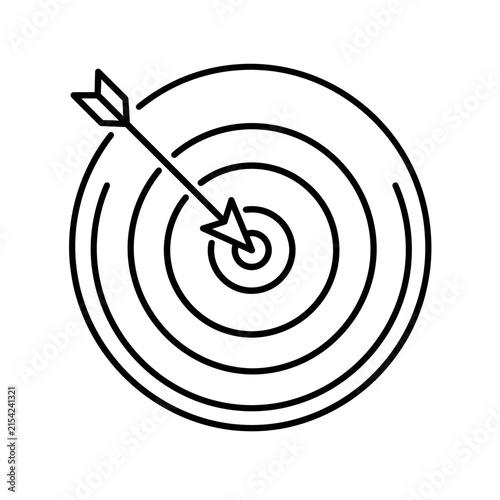Target with arrow hitting bullseye representing business goals, success, and strategic achievement