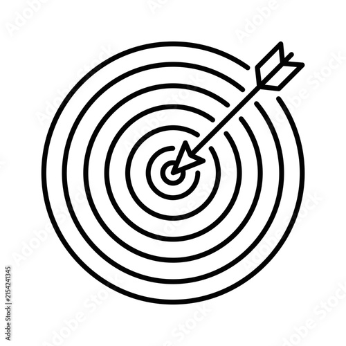 Target with Arrow Hitting Bullseye Line Icon Representing Business Goal Achievement, Accuracy, and Success
