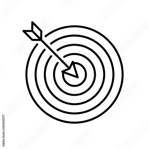 Arrow Hitting Bullseye on Target Icon Representing Business Success, Goal Achievement, and Strategic Focus