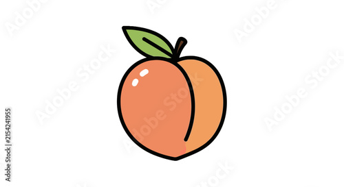 Sweet Ripe Peach Fruit with Green Leaf