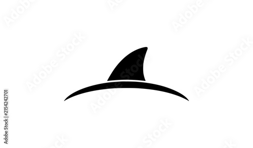 Stylized Shark Fin Symbol Editable Color Vector Illustration Ocean Icon Isolated on White Background