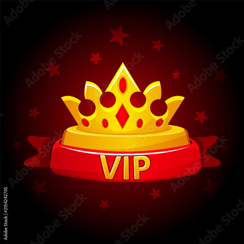 VIP Crown Badge with Red Ribbon Premium Membership
