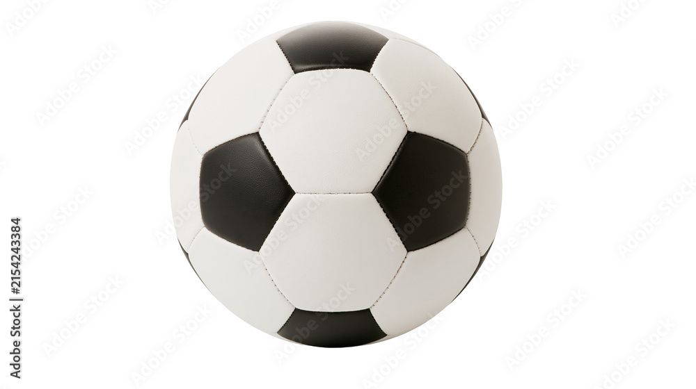 Fototapeta premium Classic black and white soccer ball, isolated on transparent background