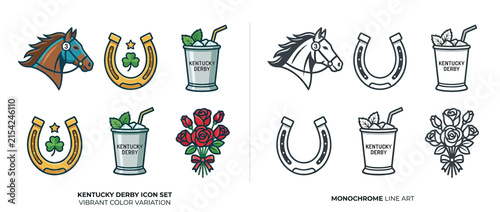 Horse Racing Icons Set Isolated