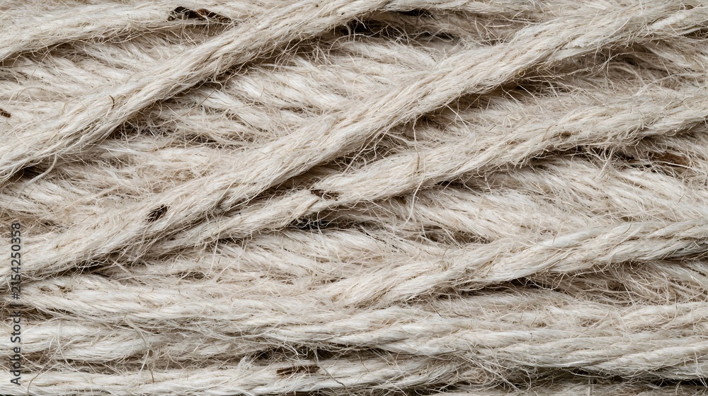 Fototapeta premium Close up of natural fiber rope strands showing textured weave and organic color variations