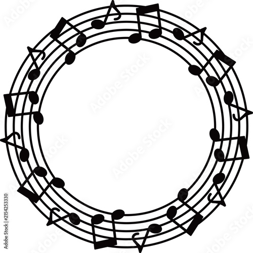 音符と五線譜の円形フレーム