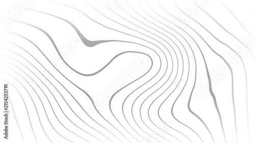 Topographic contour lines morph and flow around a shifting central shape in a seamless monochrome abstract loop animation