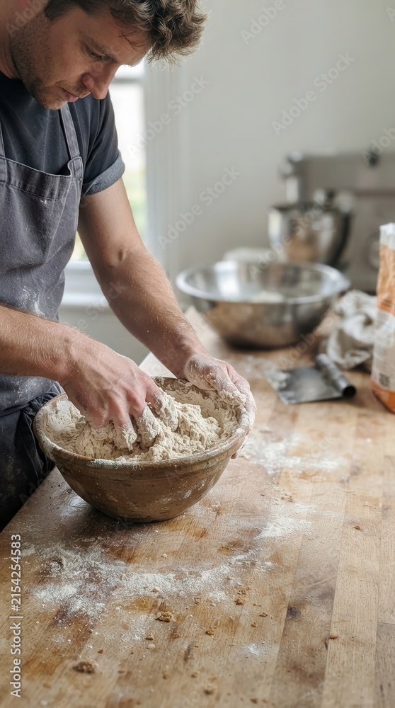 Fototapeta premium Handmade Bread Preparation for Authentic Culinary Experiences