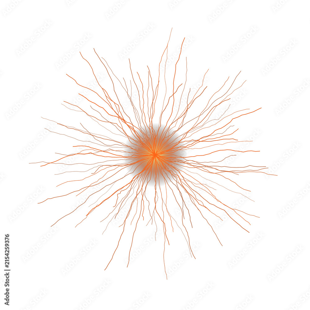 Fototapeta premium Abstract orange light explosion isolated on transparent background