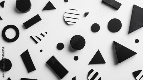 Abstract Black and White Geometric Shapes Pattern