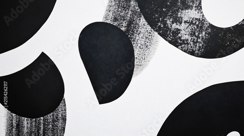 Abstract Black and White Painted Shapes Background