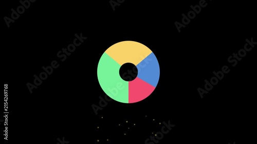 A colorful circular pie chart graphic isolated on a black background.