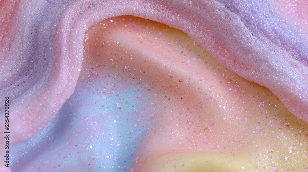 Fototapeta premium The Iridescent Pastel Slime Closeup With Glitter and Soft Textures