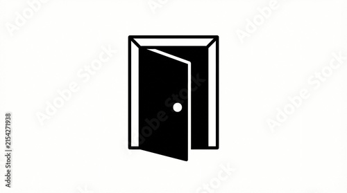 Open door icon displaying a simple black and white graphic representation of an entry point for use in modern web design and various digital interface projects