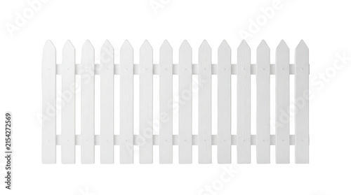 White wooden picket fence isolated on transparent background