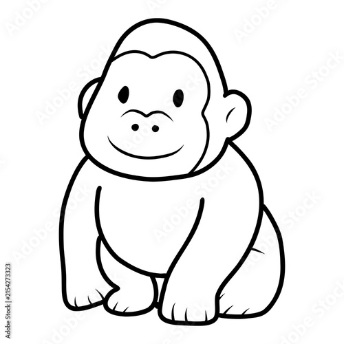 Photography Cute baby gorilla cartoon vector coloring page for kids