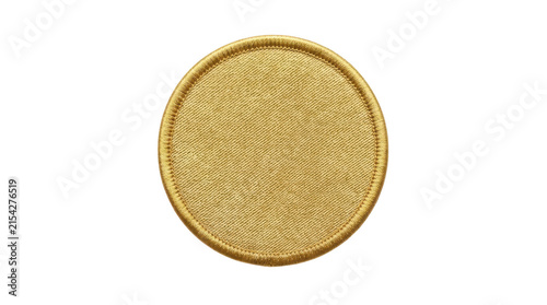 Blank gold embroidered circle patch isolated on transparent background