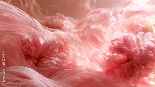 Ethereal pink floral abstract with flowing silk-like textures