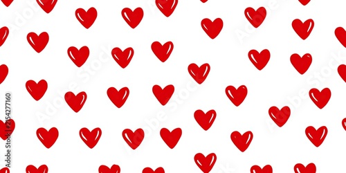 Red hearts pattern on a clean white background