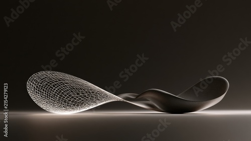 Abstract, fluid form with textured, luminous and solid sections