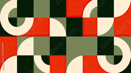 Geometric abstract design with repeating rounded shapes and squares