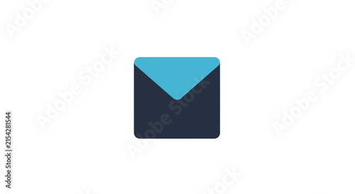 A minimalist dark blue and cyan envelope icon on a white background