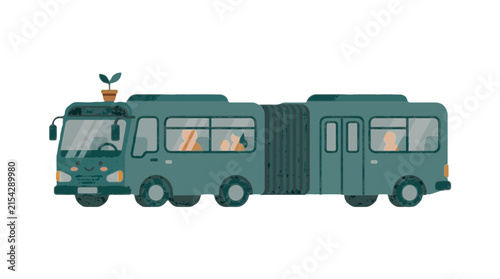 Eco-Friendly Articulated City Bus Illustration