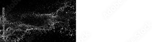 Quadro su tela Horizontal water splash stream isolated on black and transparent background