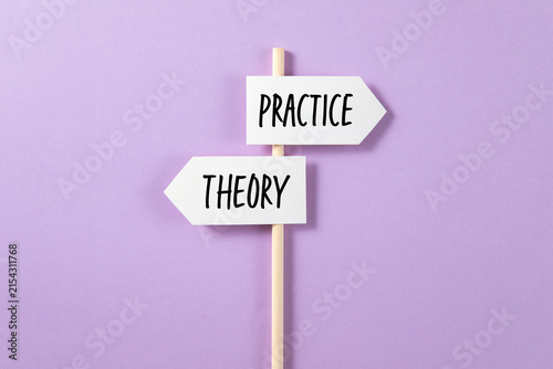 Cuadro en lienzo Road signs showing “Practice” and “Theory”