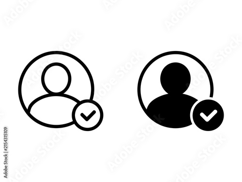 Set of user profile icons with check mark verification symbols