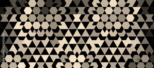 Quadro su tela Dark geometric tessellation pattern in black and beige