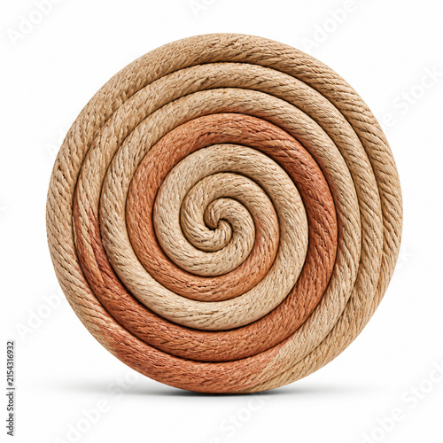 Woven Fiber Spiral Object Isolated on White Background