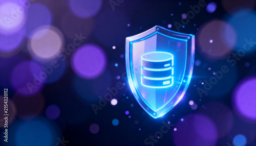 glowing shield protecting glowing data icon with pulse energy