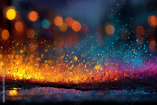 Abstract Colorful Explosion with Bokeh Lights in the Background.