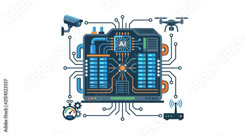 Modern electronic circuit board with integrated artificial intelligence