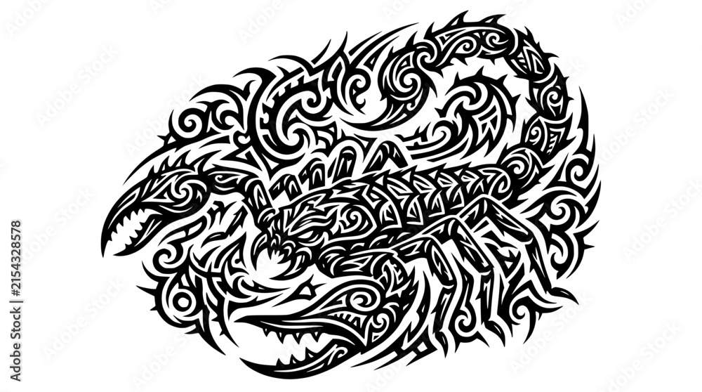 Fototapeta premium Tribal Scorpion Tattoo Design Isolated