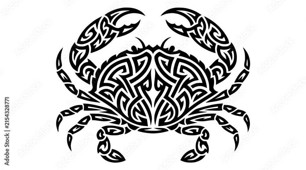 Fototapeta premium Tribal Style Crab Tattoo Design Isolated on White